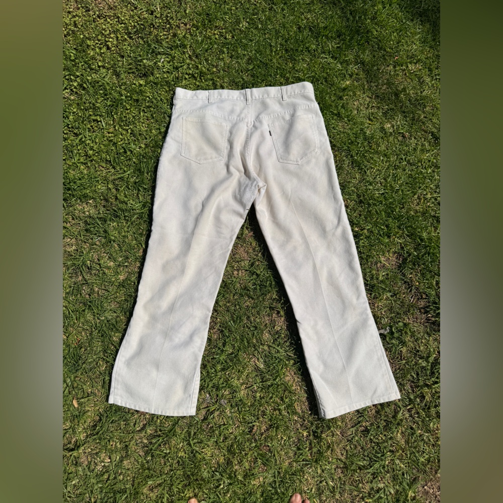 60s Vintage Big E Levi’s Sta-Press White Pants Plus Size - Picture 2 of 14